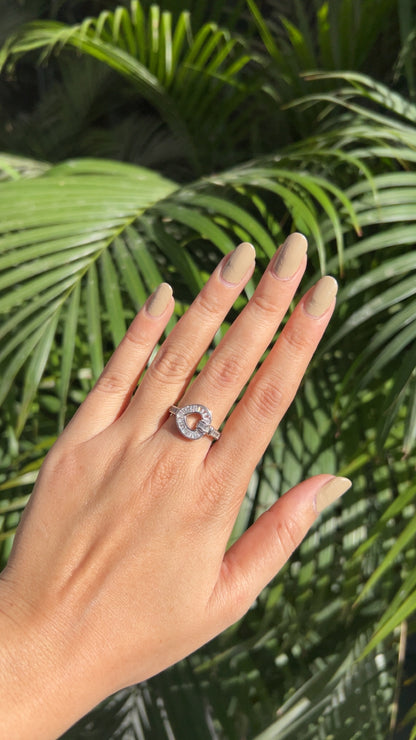 Baguette Heart Curve Ring Silver