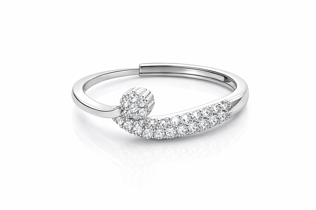 Celeste Crescent Pave Ring Silver