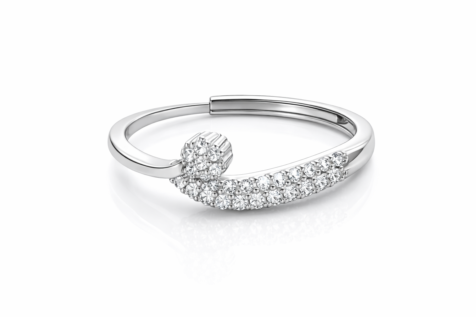 Celeste Crescent Pave Ring Silver