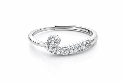 Celeste Crescent Pave Ring Silver