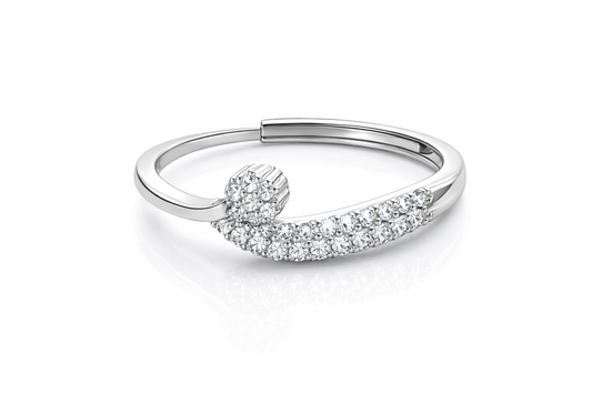 Celeste Crescent Pave Ring Silver
