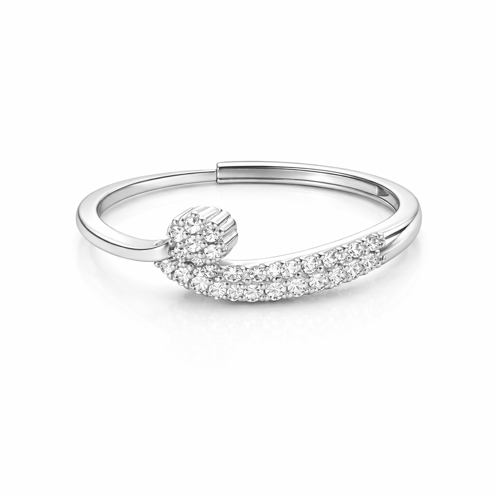 Celeste Crescent Pave Ring Silver
