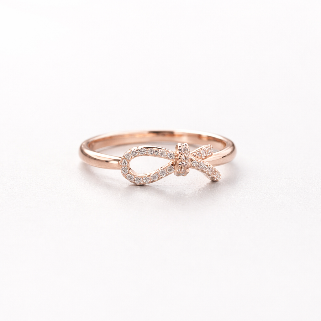 Infinity Bow Spark Ring Rose Gold