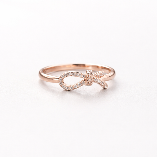Infinity Bow Spark Ring Rose Gold