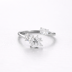 Floral Harmony Open Ring Silver