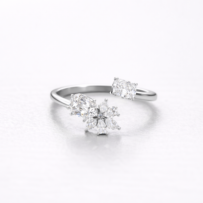 Floral Harmony Open Ring Silver