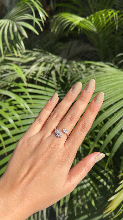 Floral Harmony Open Ring Silver