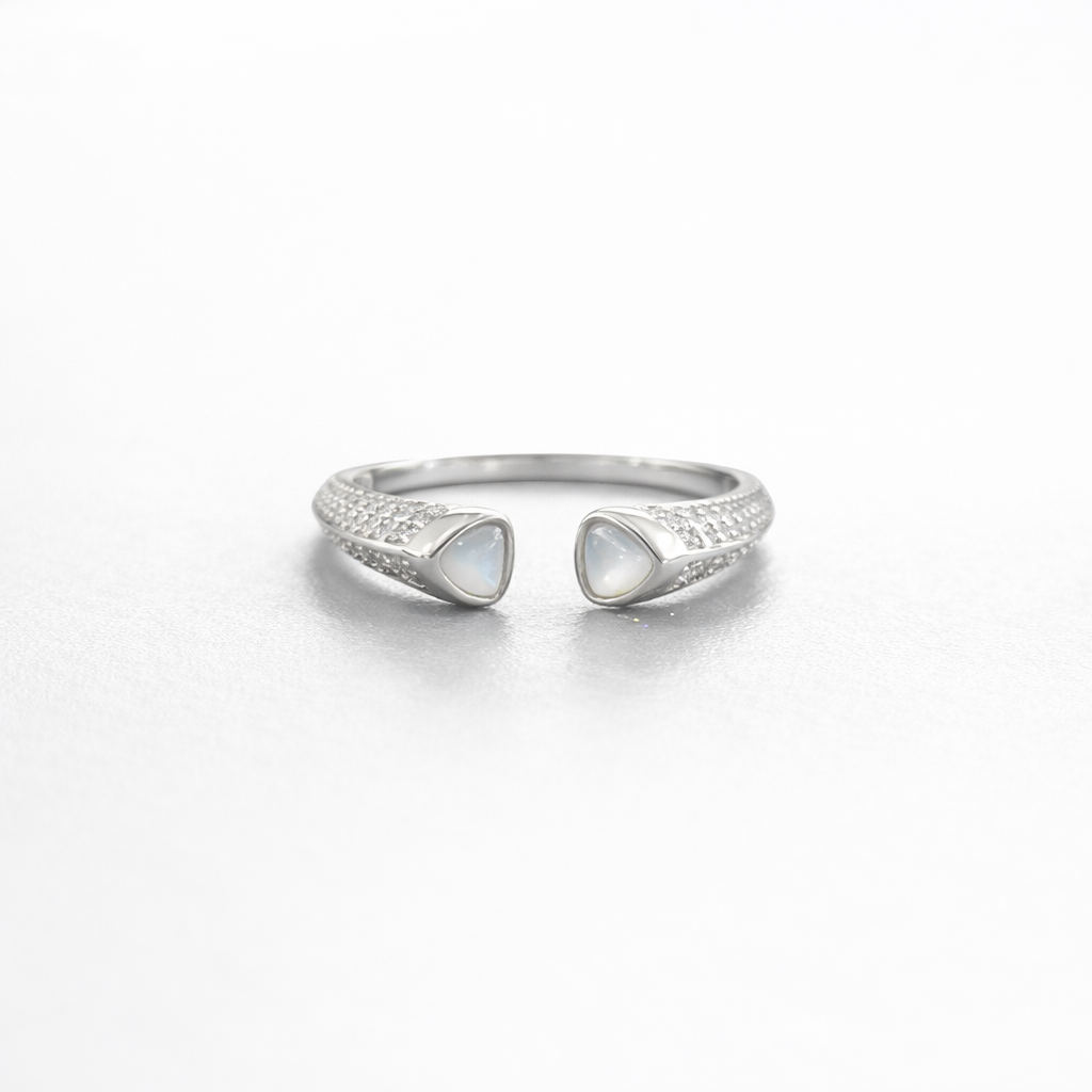Luna Twin Glow Open Ring Silver
