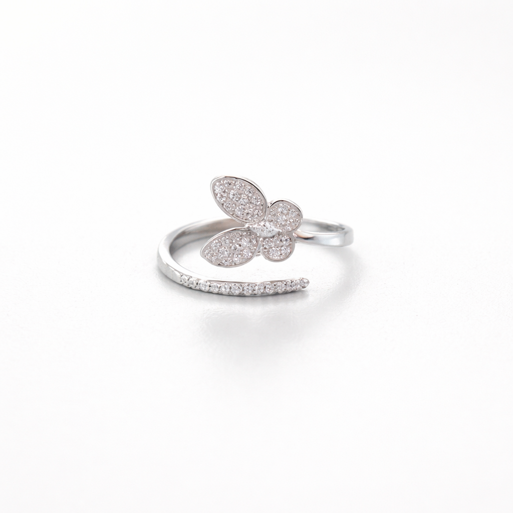 Petal Pave Wrap Ring Silver