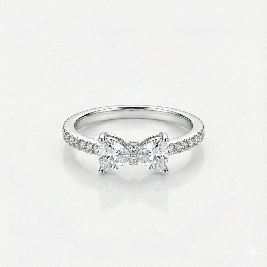Twin Bow Spark Ring Silver