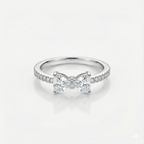 Twin Bow Spark Ring Silver