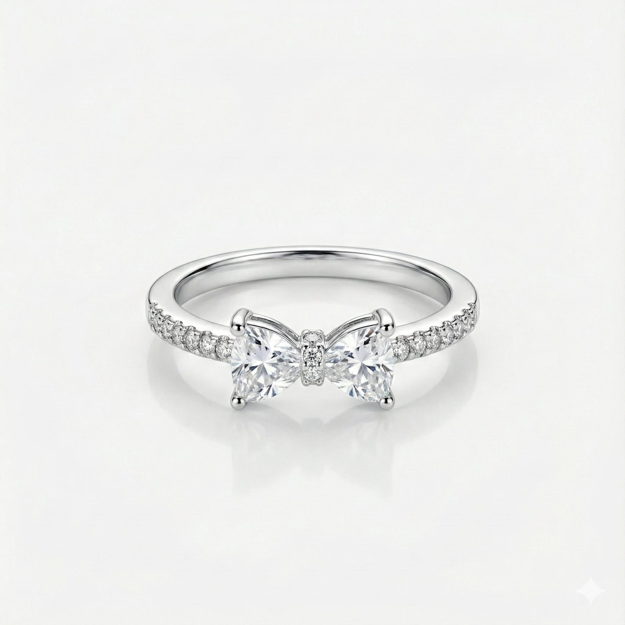 Twin Bow Spark Ring Silver