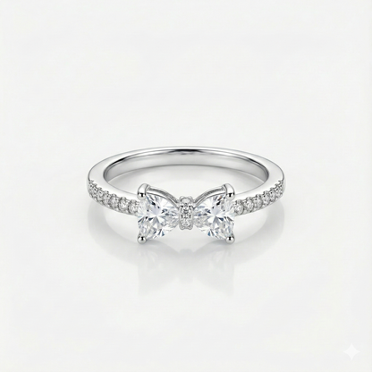 Twin Bow Spark Ring Silver