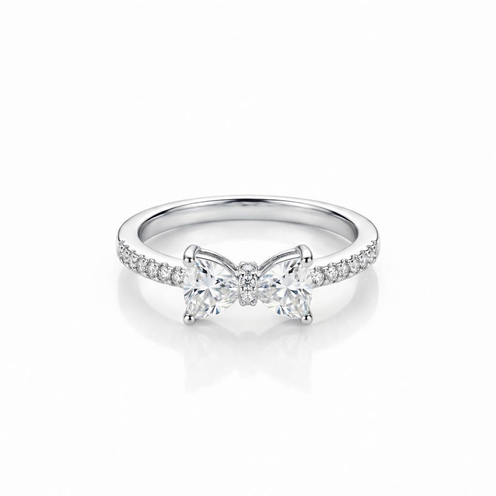 Twin Bow Spark Ring Silver