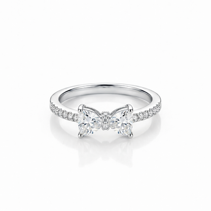 Twin Bow Spark Ring Silver