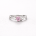 Petal Embrace Pink Solitaire Ring Silver
