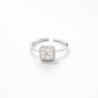 Radiant Square Halo Ring Silver