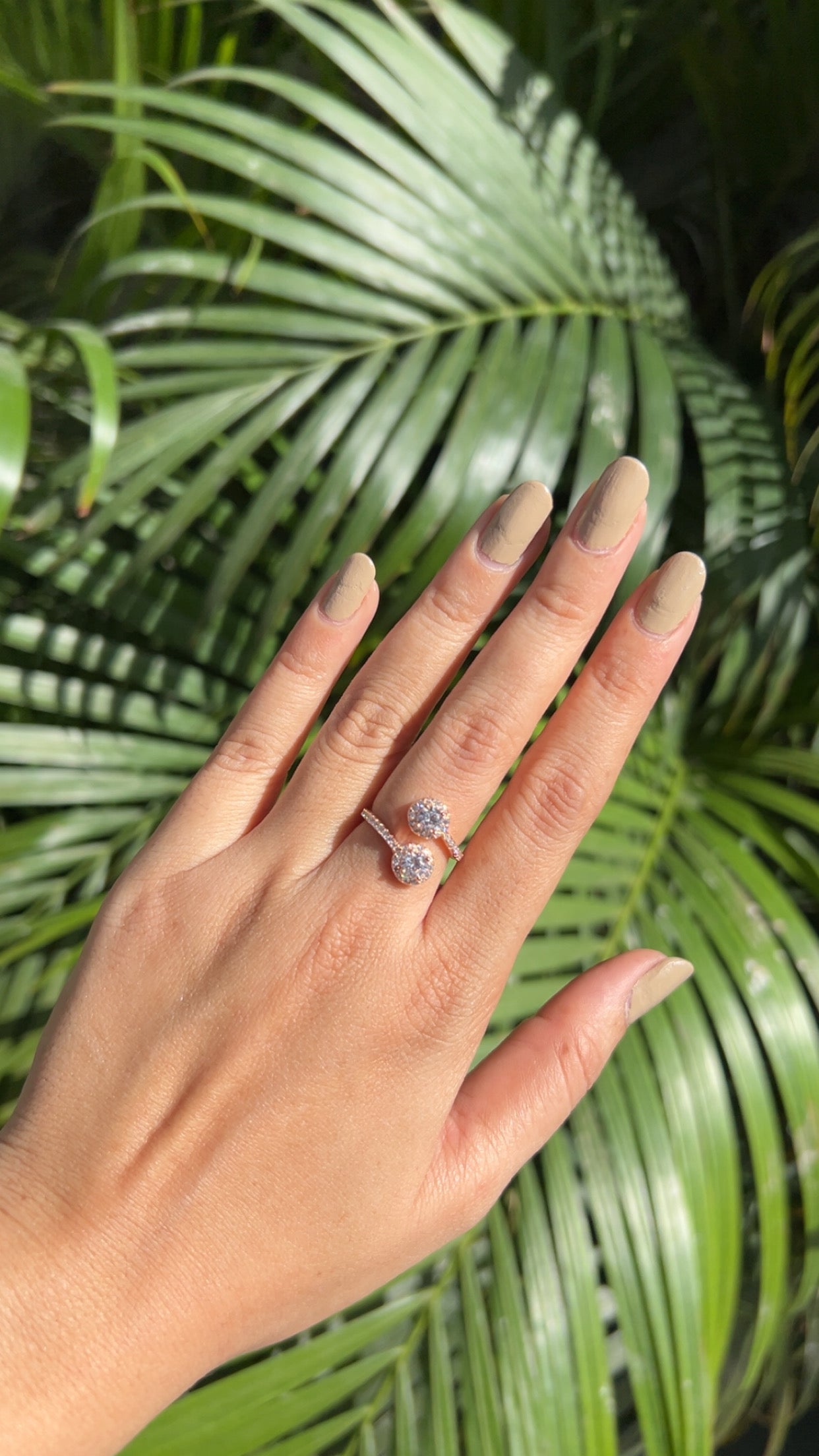 Rose Halo Duo Open Ring Rose Gold