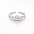 Trinity Pear Spark Ring Silver