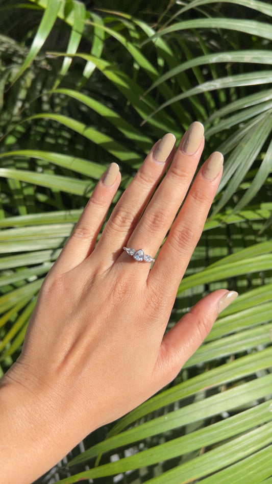 Trinity Pear Spark Ring Silver