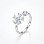 Floral Whisper Bloom Ring Silver