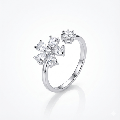 Floral Whisper Bloom Ring Silver