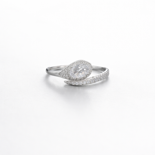 Marquise Embrace Wrap Ring Silver