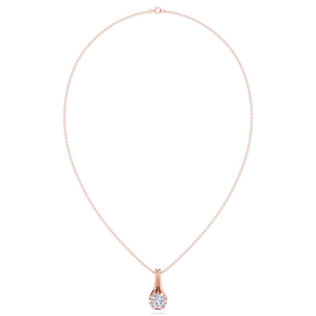 Fluted Teardrop Diamond Solitaire Necklace