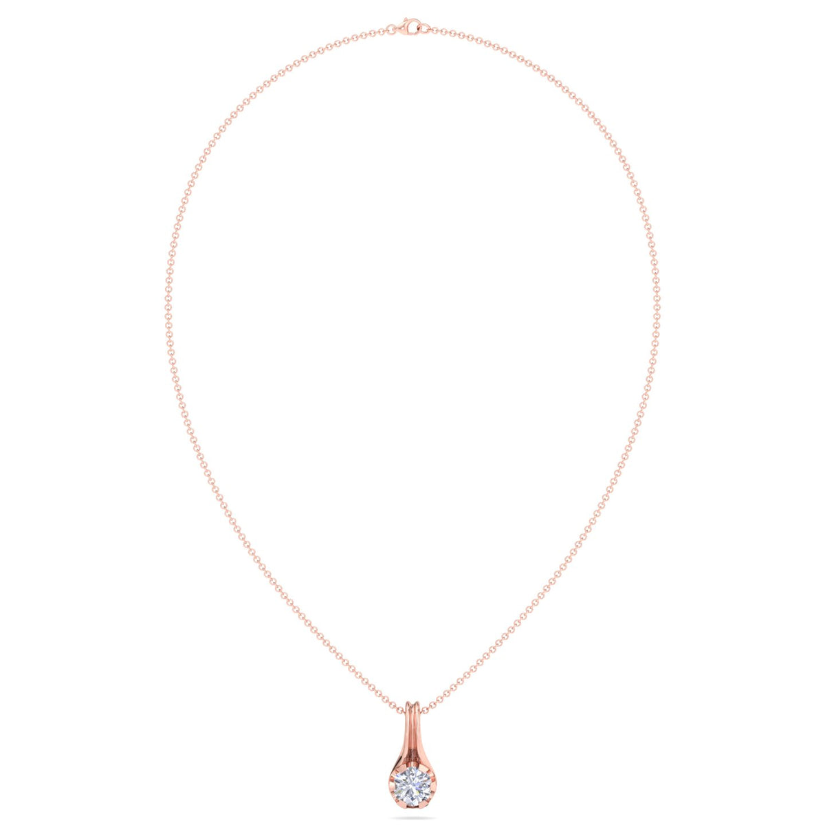 Fluted Teardrop Diamond Solitaire Necklace