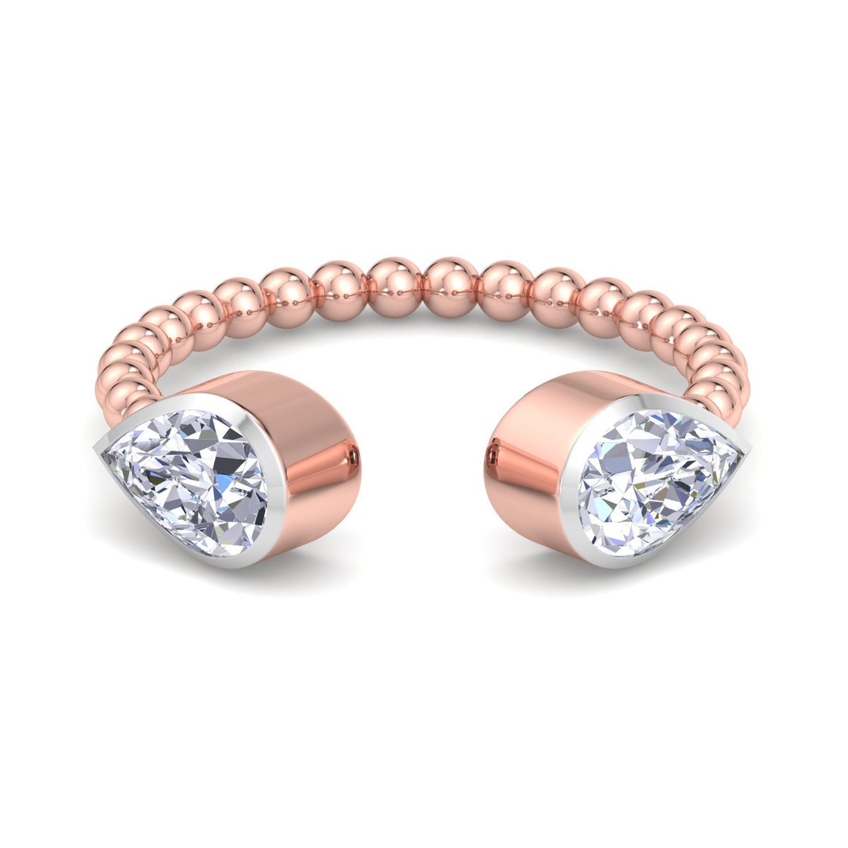 Pear Duo Diamond Open Cuff Ring