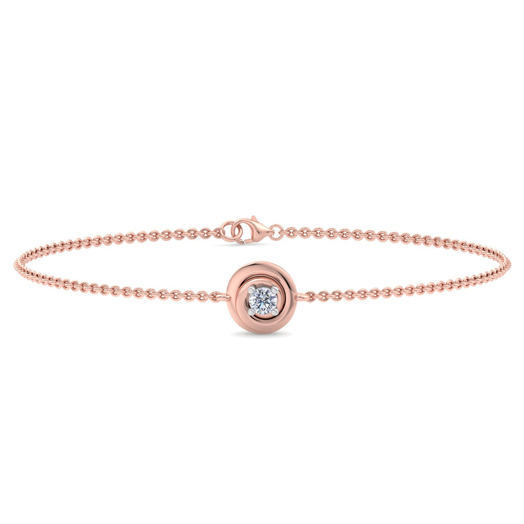 Round Bezel Solitaire Diamond Chain Bracelet