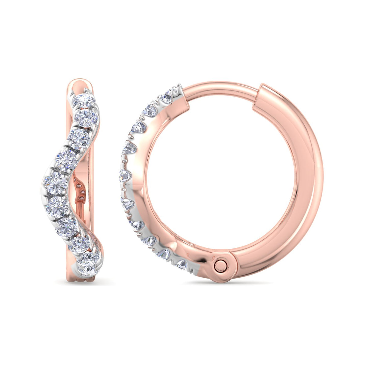 Twisted Wave Diamond Hoop Earrings