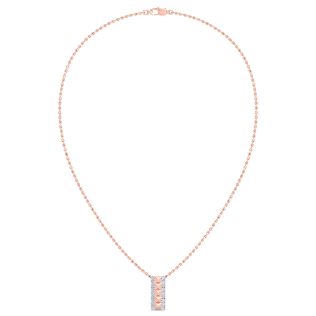 Pyramid Cut Diamond Bar Pendant Necklace