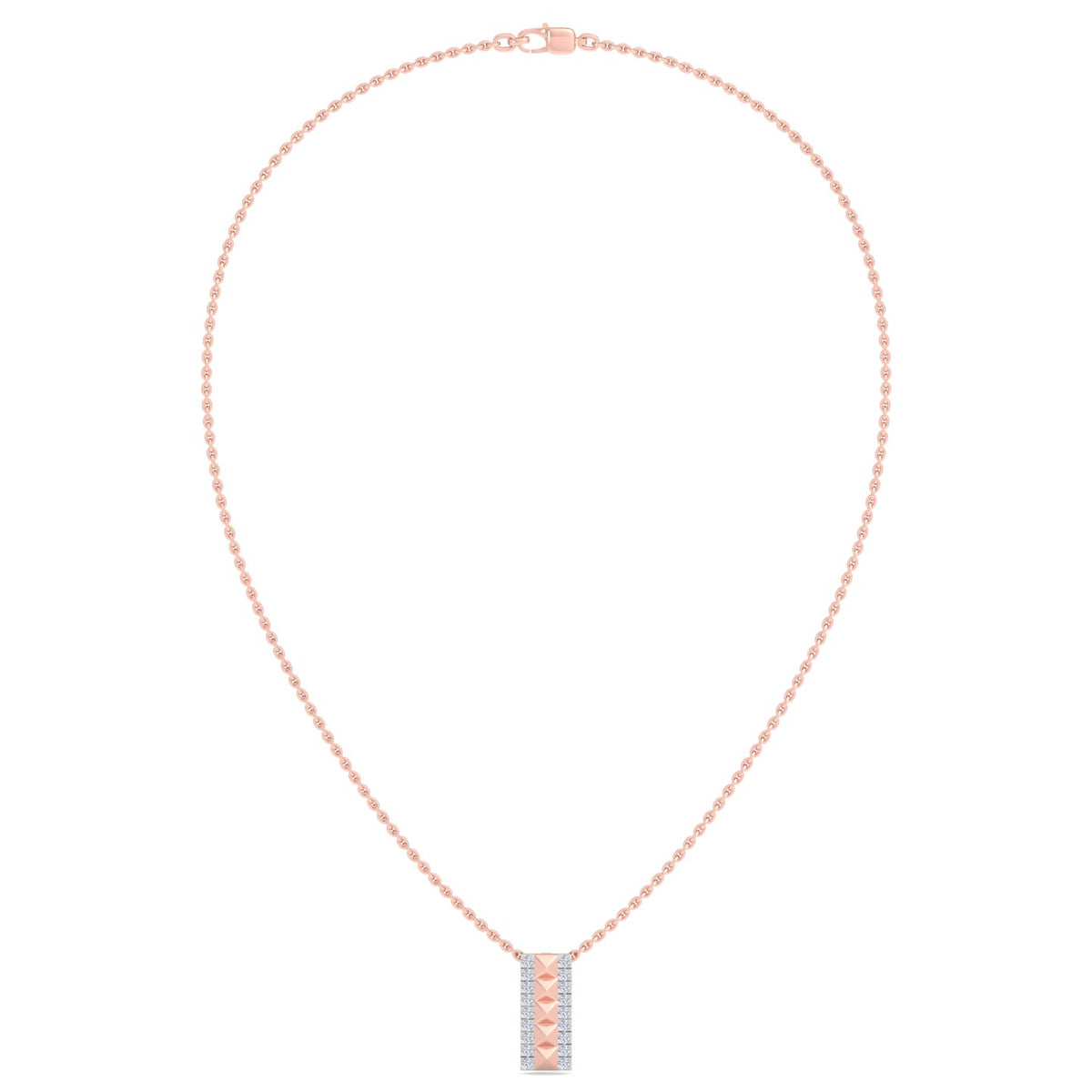 Pyramid Cut Diamond Bar Pendant Necklace