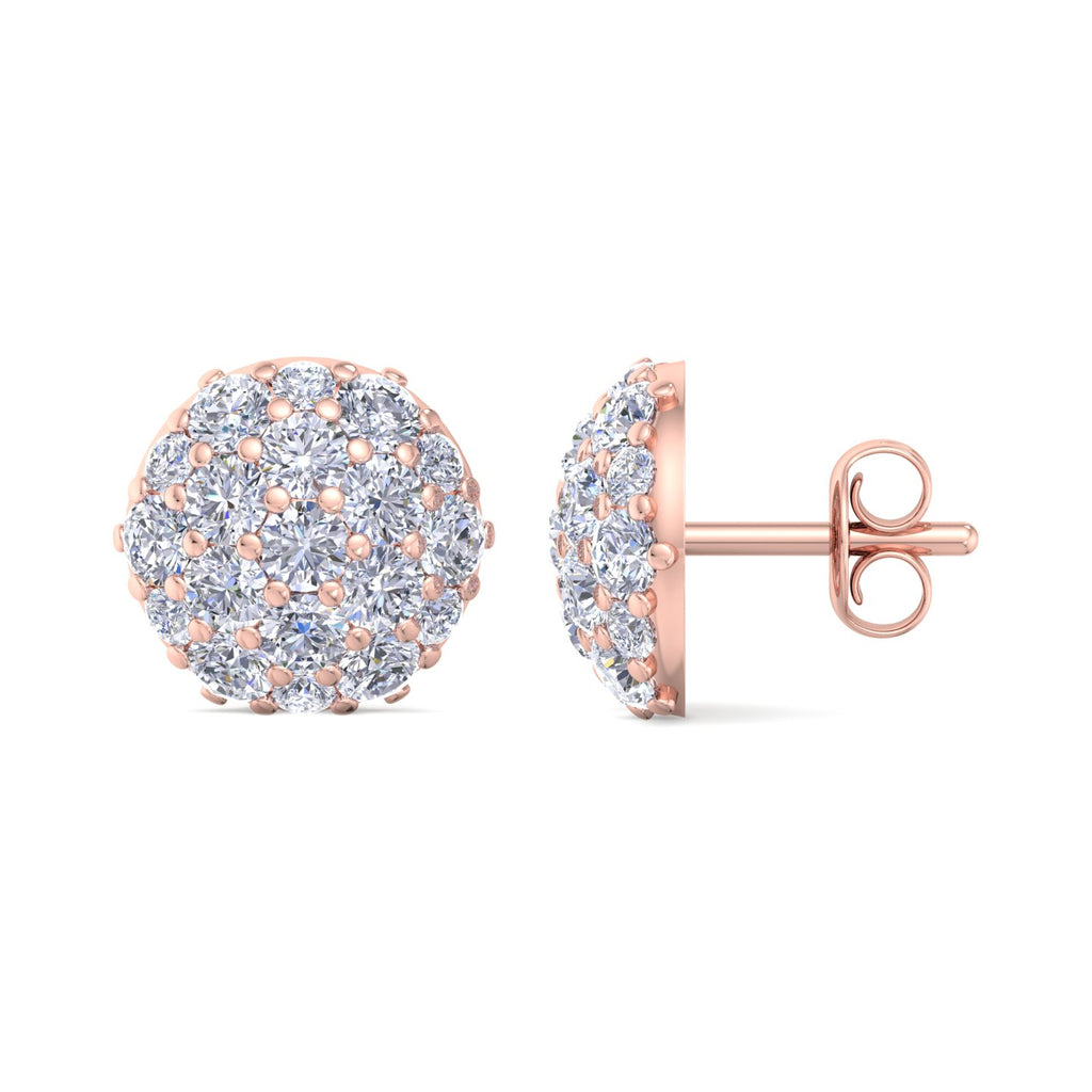 Domed Cluster Diamond Stud Earrings