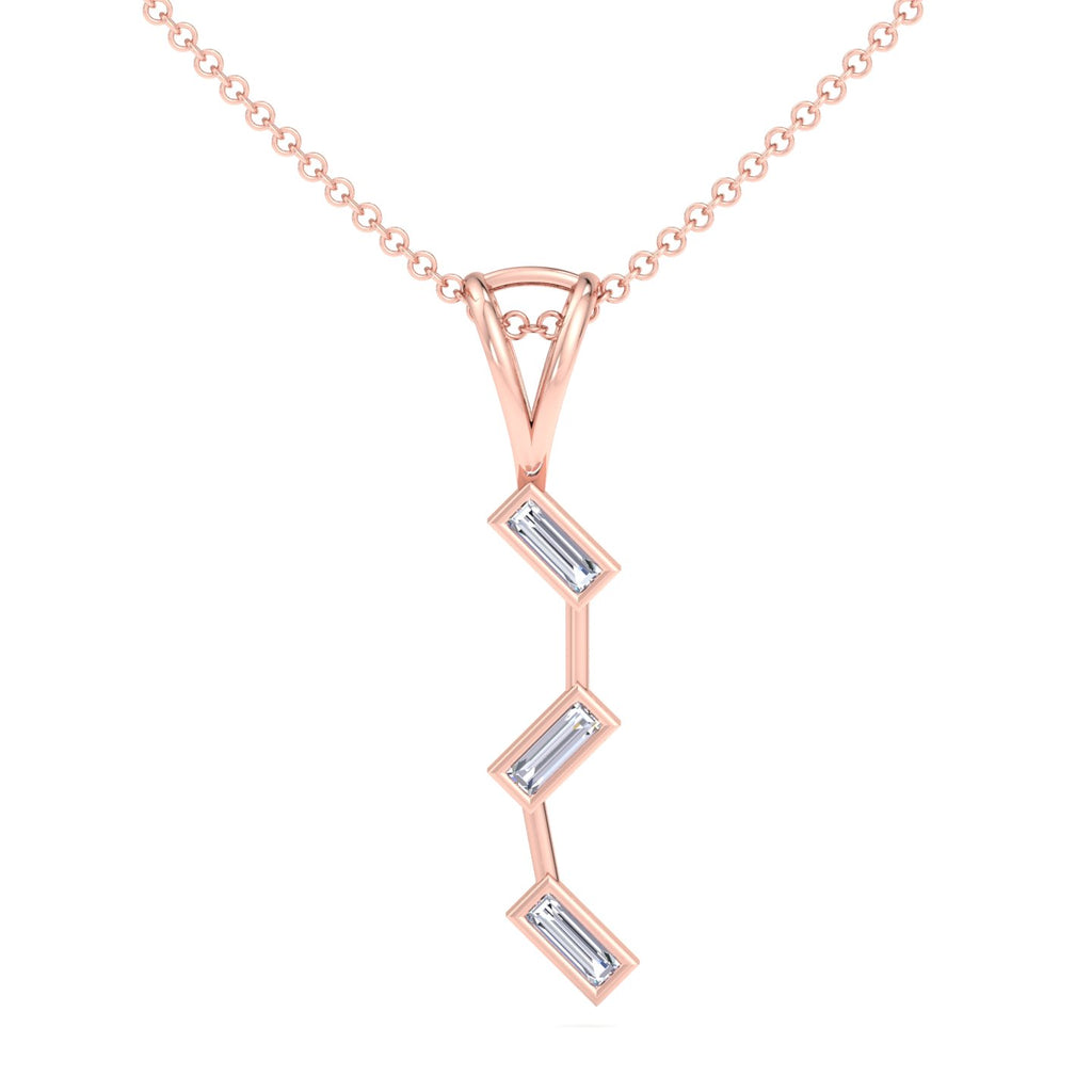 Baguette Trio Diamond Drop Pendant