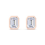 Emerald Cut Bezel Diamond Stud Earrings