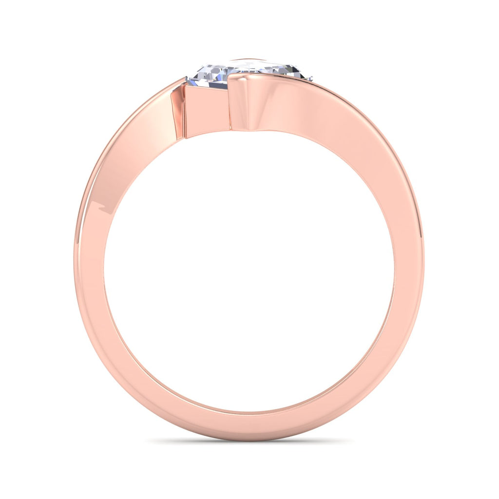 Asscher Cut Bypass Solitaire Diamond Ring