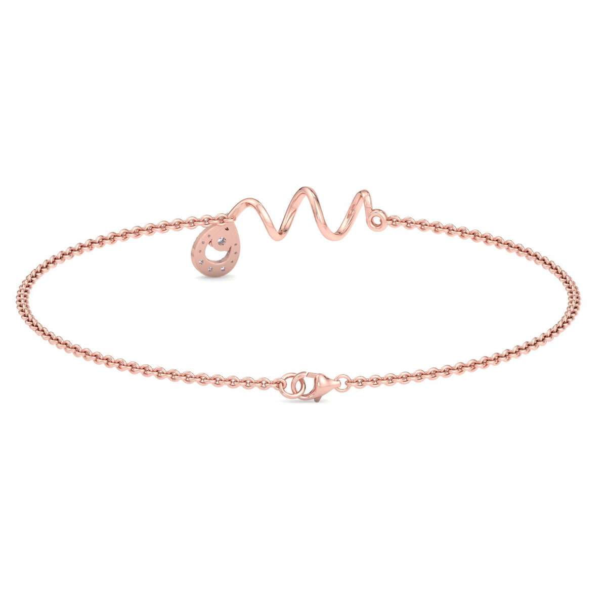 Wavy Wire Teardrop Diamond Charm Bracelet