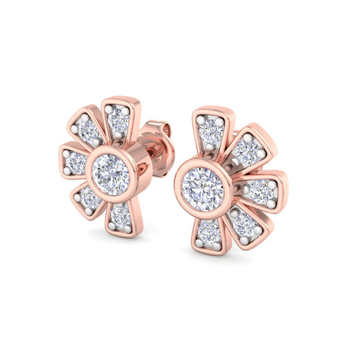 Blooming Pinwheel Diamond Stud Earrings