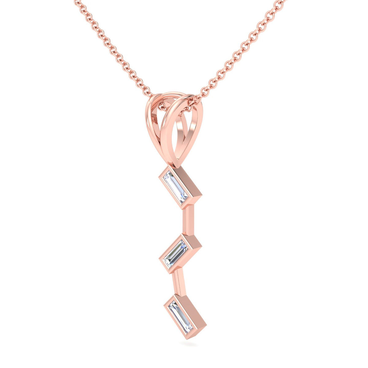 Baguette Trio Diamond Drop Pendant