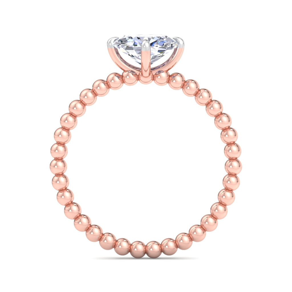 Beaded Band Solitaire Diamond Ring