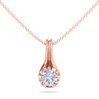 Fluted Teardrop Diamond Solitaire Necklace