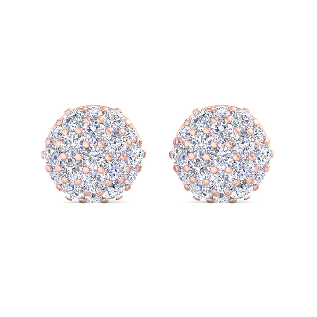 Domed Cluster Diamond Stud Earrings