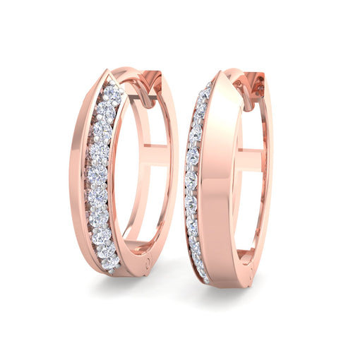Channel Set Diamond Huggie Hoop Earrings