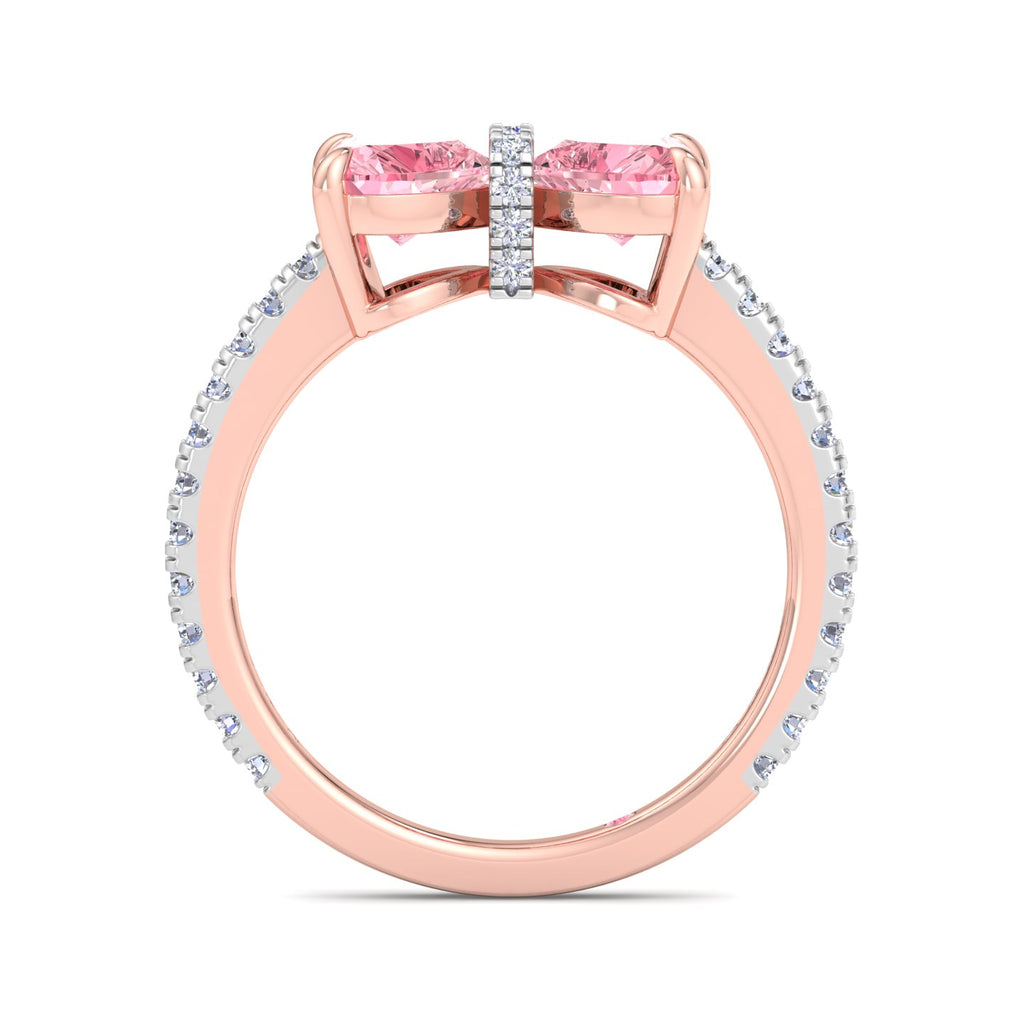 Pink Heart Bow Diamond Ring