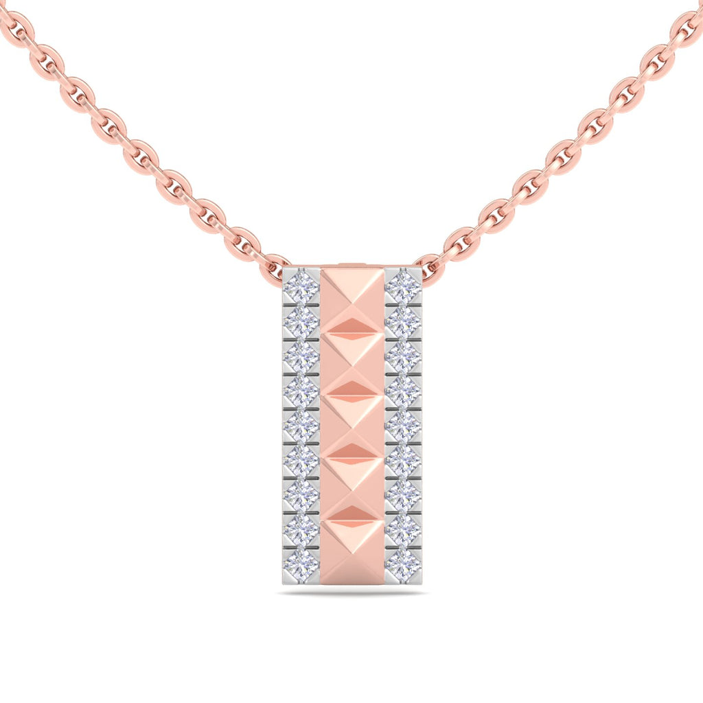 Pyramid Cut Diamond Bar Pendant Necklace