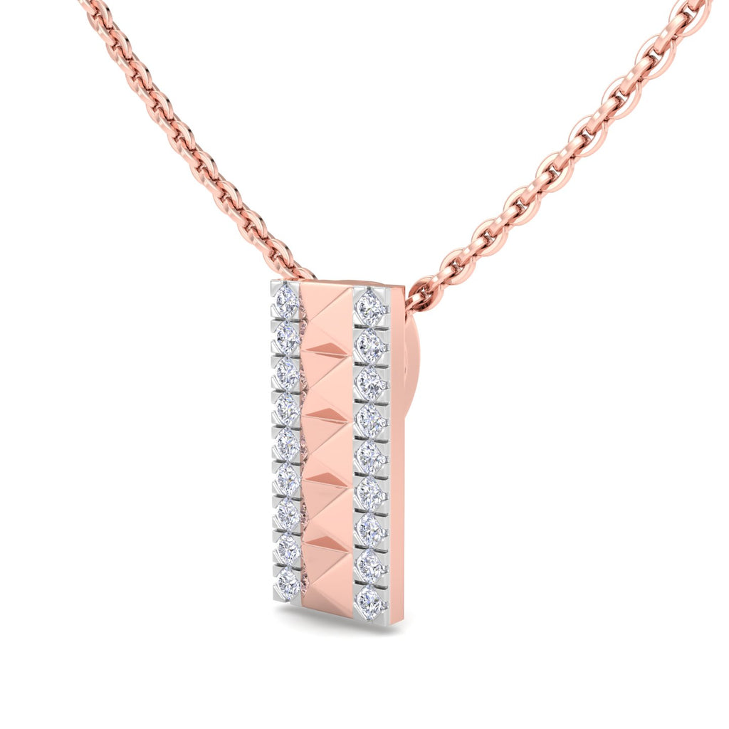 Pyramid Cut Diamond Bar Pendant Necklace