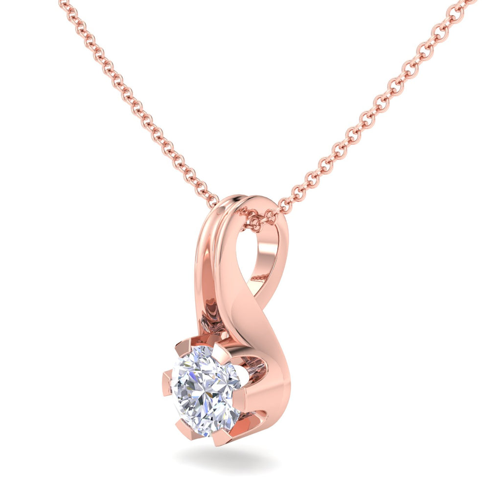 Fluted Teardrop Diamond Solitaire Necklace