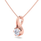 Fluted Teardrop Diamond Solitaire Necklace